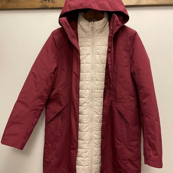 Lands’ End Squall 3 in 1 Waterproof Winter Long Coat Rich Burgundy Women’s size - Picture 3 of 10